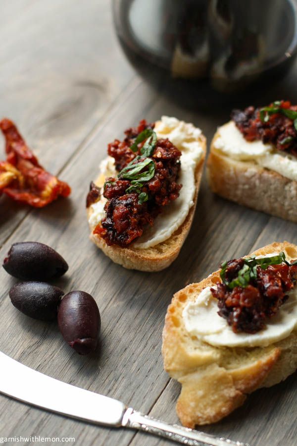 Sun-Dried Tomato and Kalamata Olive Brushcetta