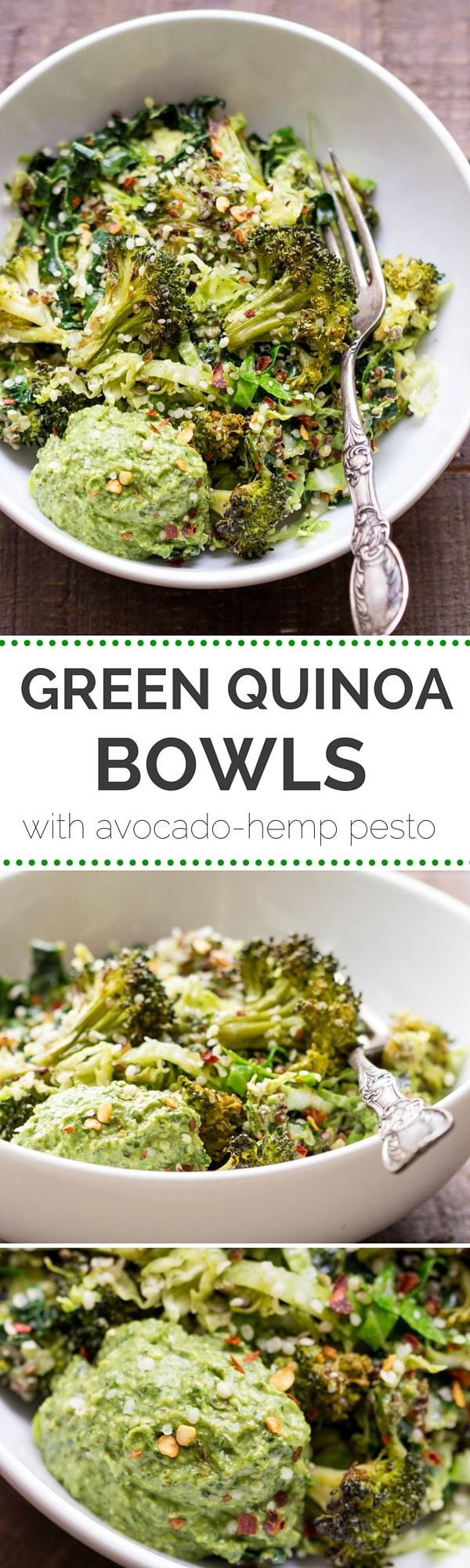 Super Green Quinoa Bowls with Hemp Seed Pesto