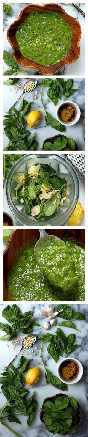 Super Healthy Spinach Basil Pesto (Vegan // Dairy Free // Gluten Free