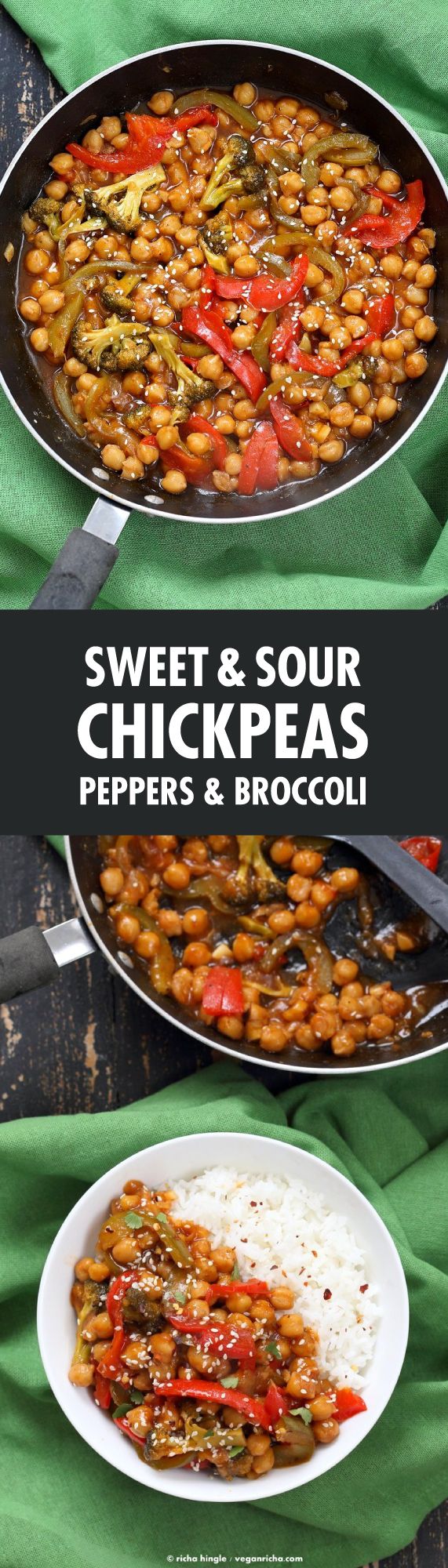 Sweet and Sour Chickpeas Peppers Broccoli