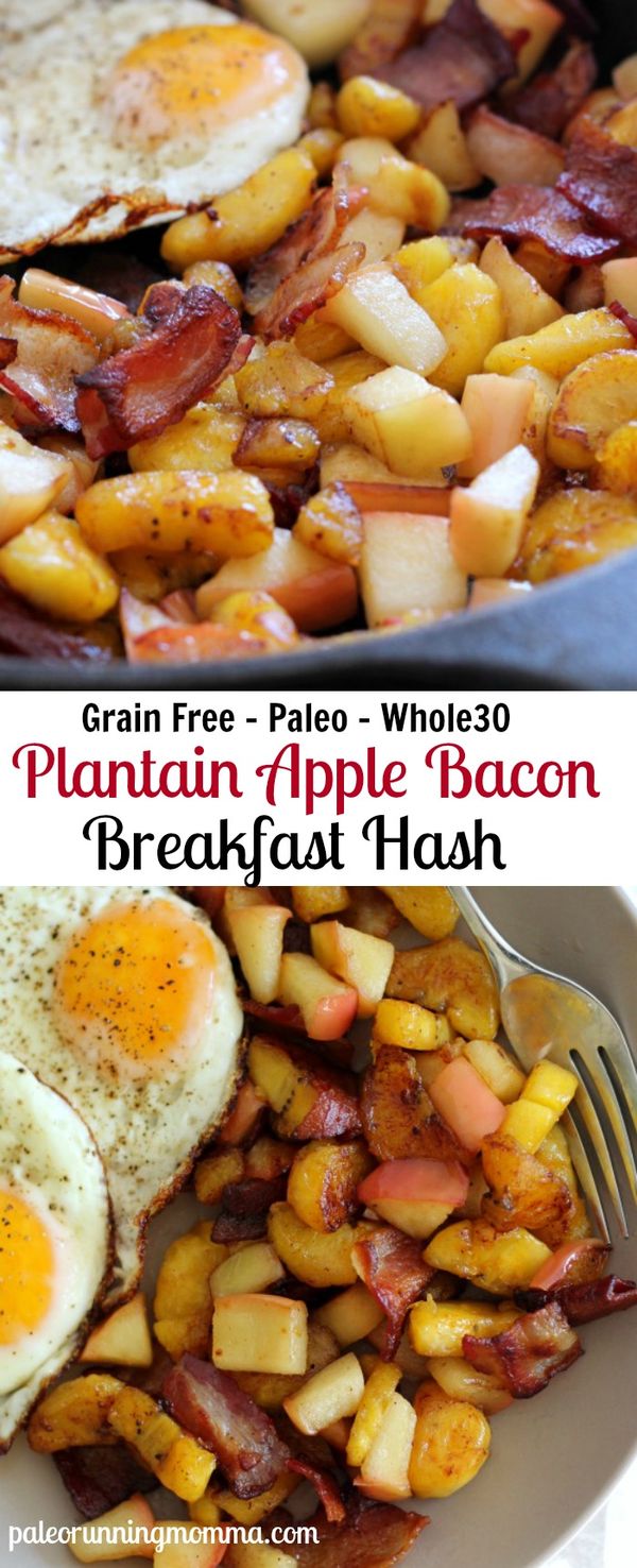 Sweet Plantain Apple Bacon Hash