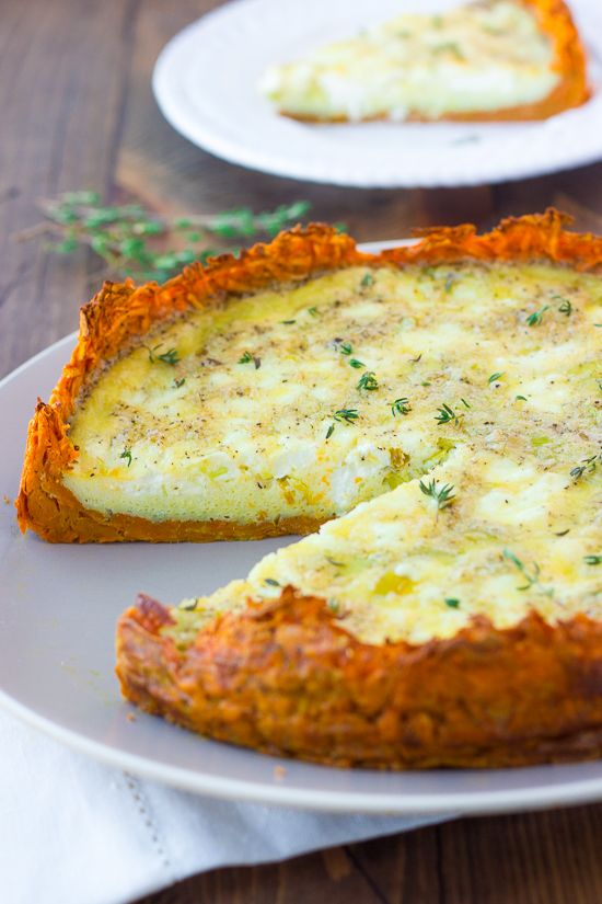 Sweet Potato Crusted Quiche with Goat Cheese and Leeks (Gluten-Free