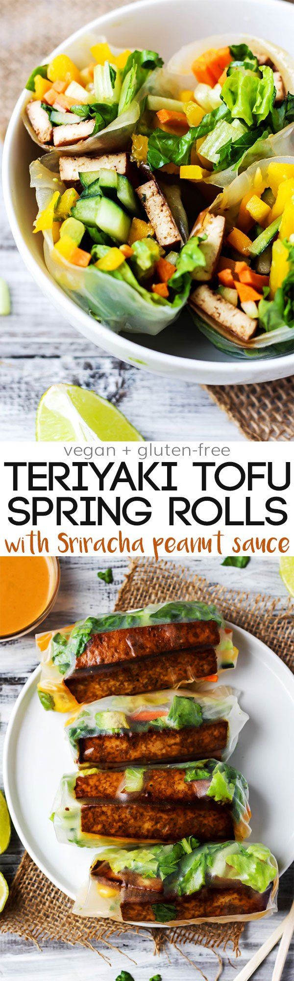 Teriyaki Tofu Spring Rolls with Sriracha Peanut Sauce