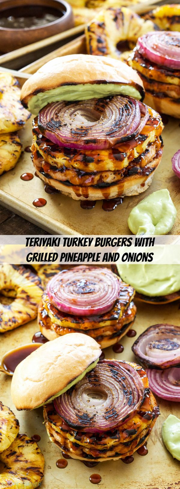 Teriyaki Turkey Burgers with Grilled Pineapple and Onions