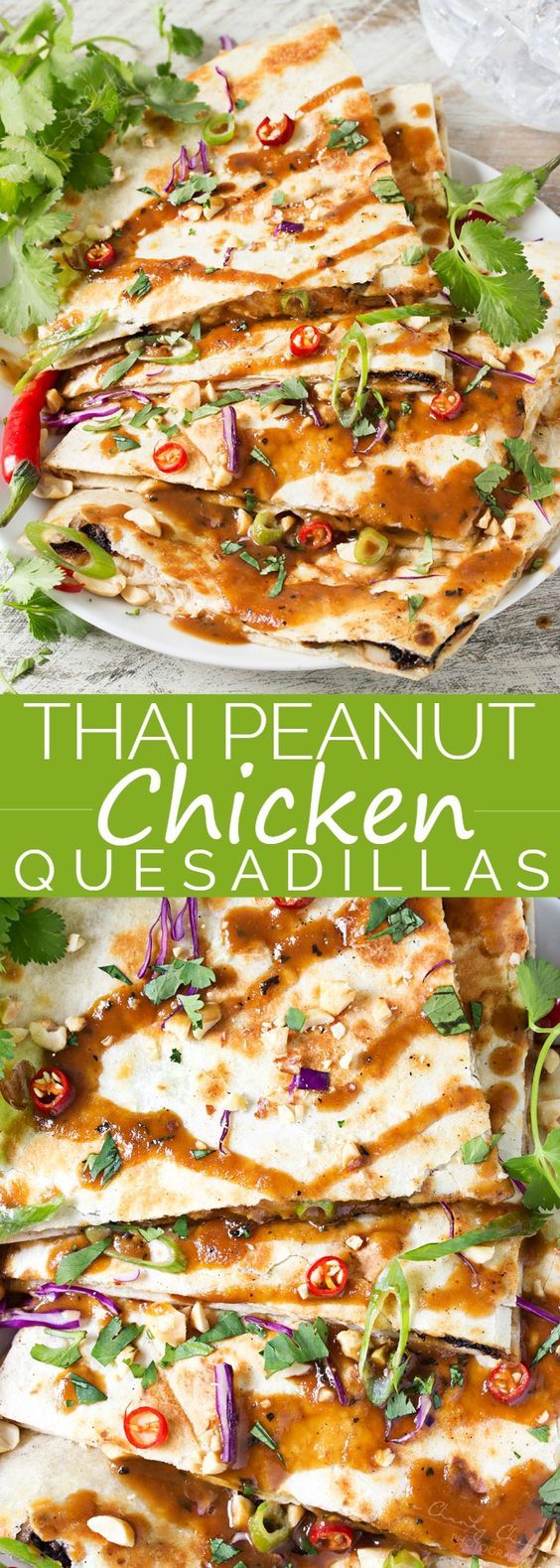 Thai Peanut Chicken Quesadillas