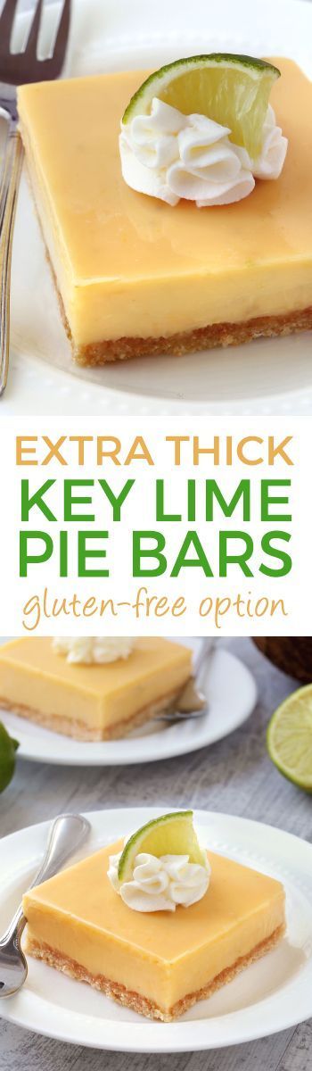 Thick Key Lime Pie Bars with Coconut Cookie Crust (gluten-free, whole grain options