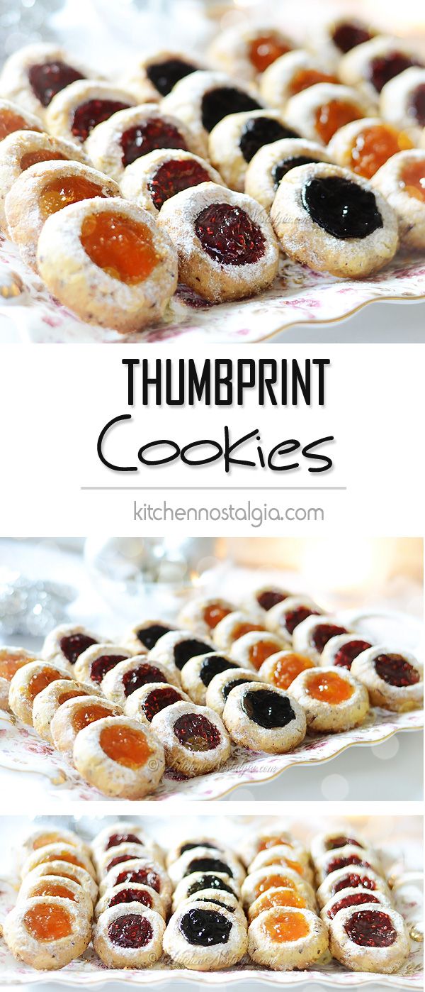 Thumbprint Cookies (Raspberry, Blueberry and Apricot Jam