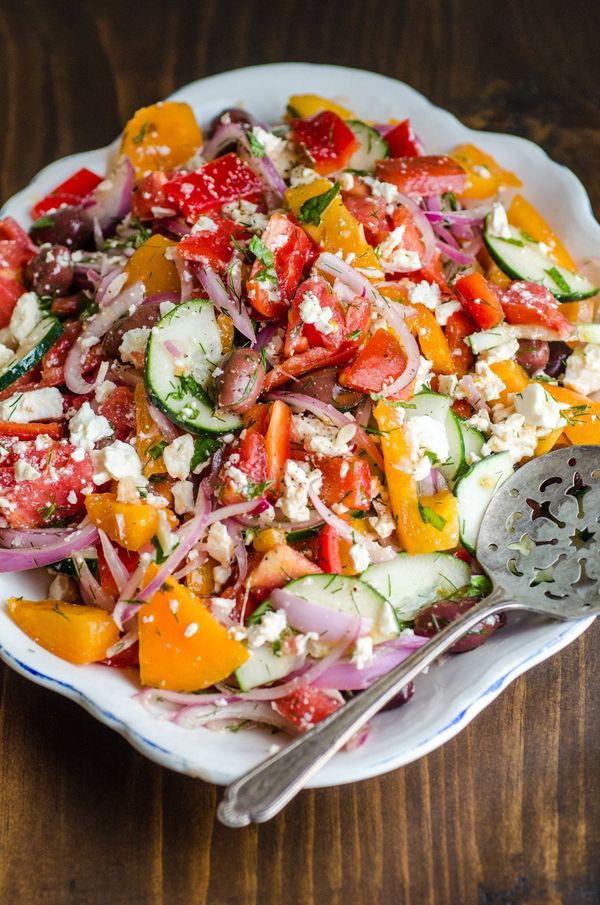 Tomato Salad with Red Onion, Dill and Feta