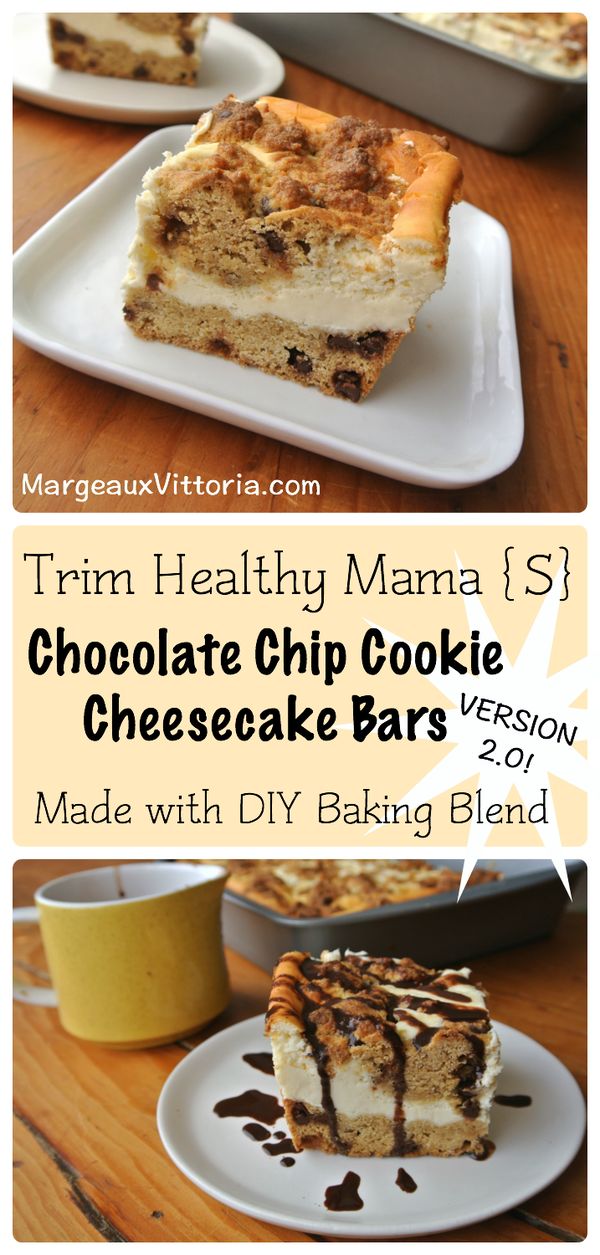 Trim Healthy Mama Chocolate Chip Cheesecake Bars (Version 2.0