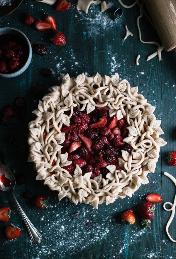 Triple Berry Pie with a Leaf & Vine Crust