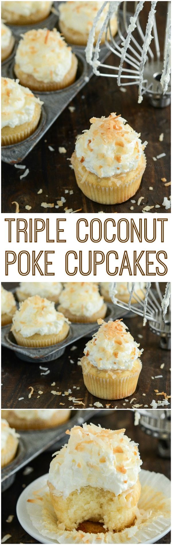 Triple Coconut Poke Cupcakes