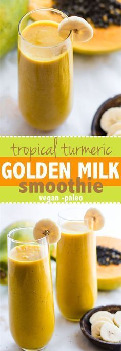 Tropical Turmeric Golden Milk Vegan Smoothie (Anti-inflammatory Booster