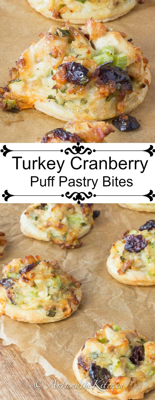 Turkey Cranberry Puff Pastry Bites