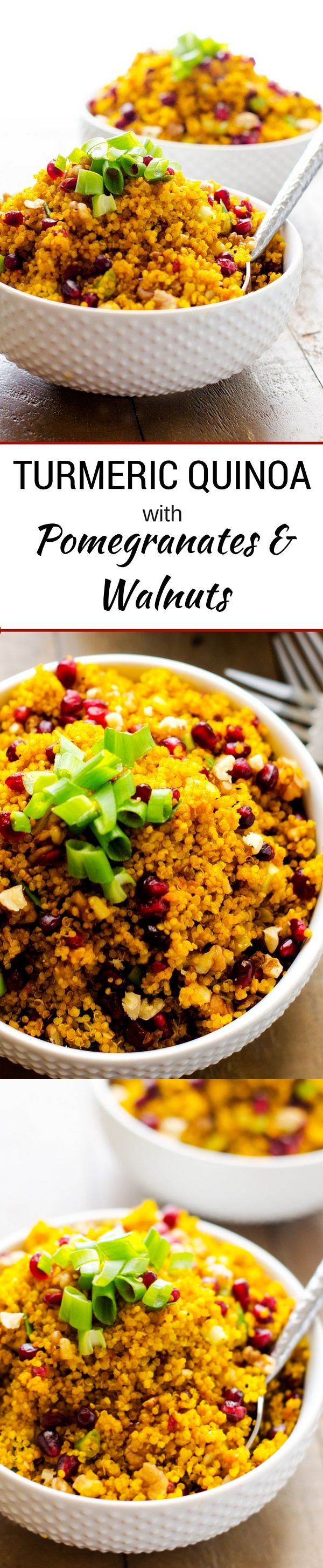 Turmeric Quinoa with Pomegranates and Walnuts