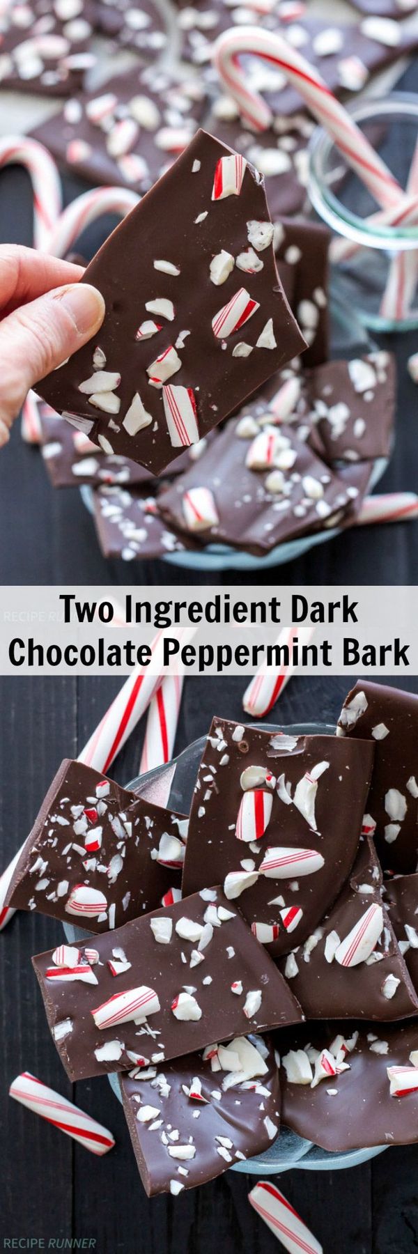 Two Ingredient Dark Chocolate Peppermint Bark