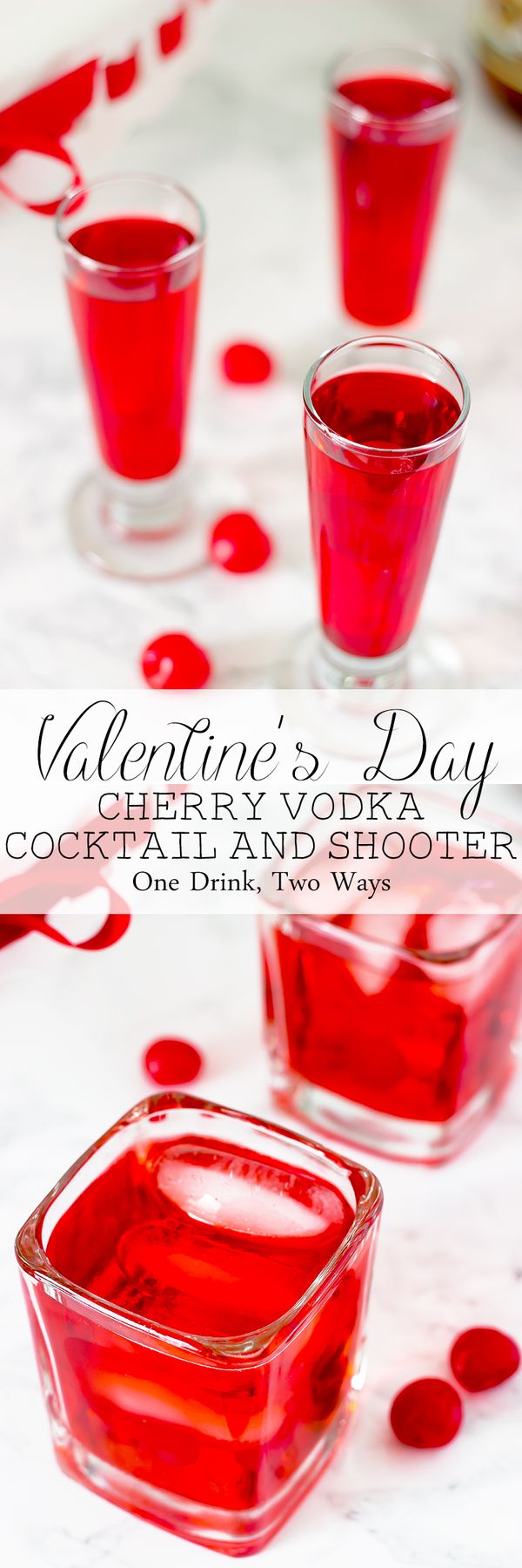 Valentine's Day Cherry Vodka Cocktail and Shooter