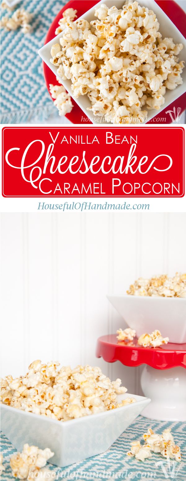 Vanilla Bean Cheesecake Caramel Popcorn