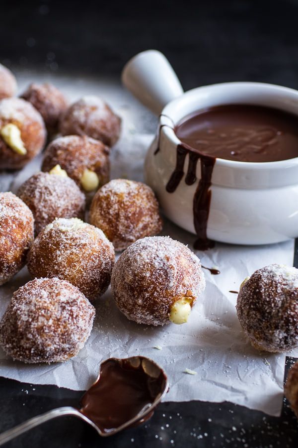 Vanilla Cream Filled Cabernet Hot Chocolate Snowball Doughnuts