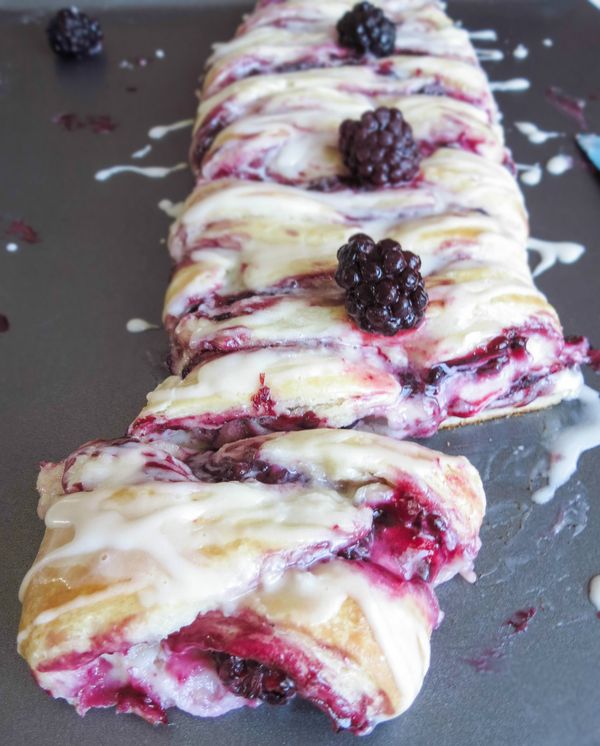 Vanilla Glazed Blackberry Cheese Danish Braid