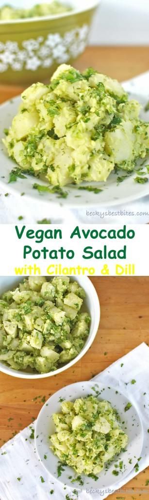 Vegan Avocado Potato Salad with Dill & Cilantro