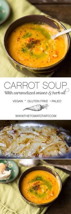 Vegan Carrot Soup with Caramelized Onions