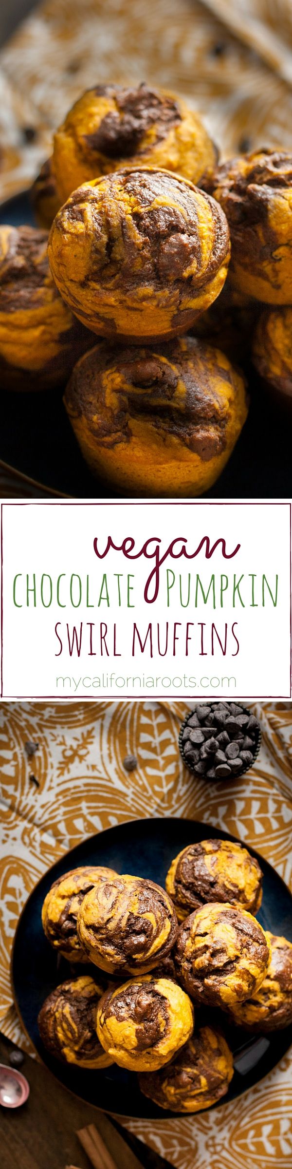 Vegan Chocolate Pumpkin Swirl Muffins