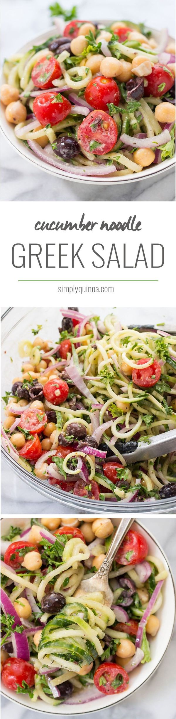 Vegan Cucumber Noodle Greek Salad