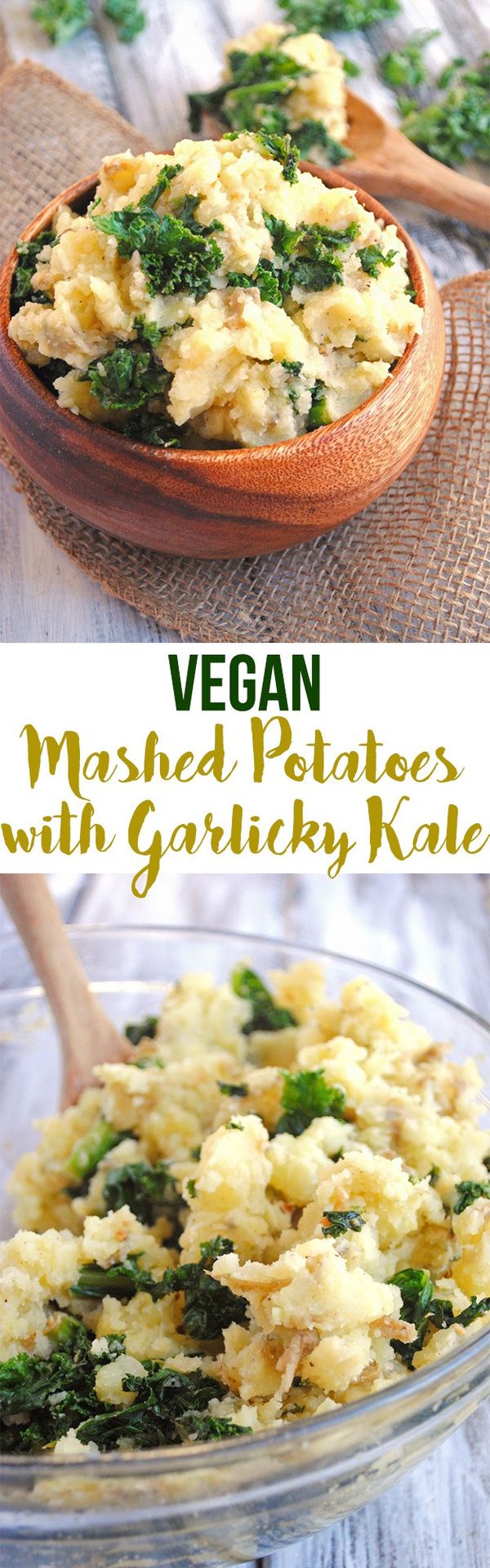 Vegan Mashed Potatoes with Garlicky Kale