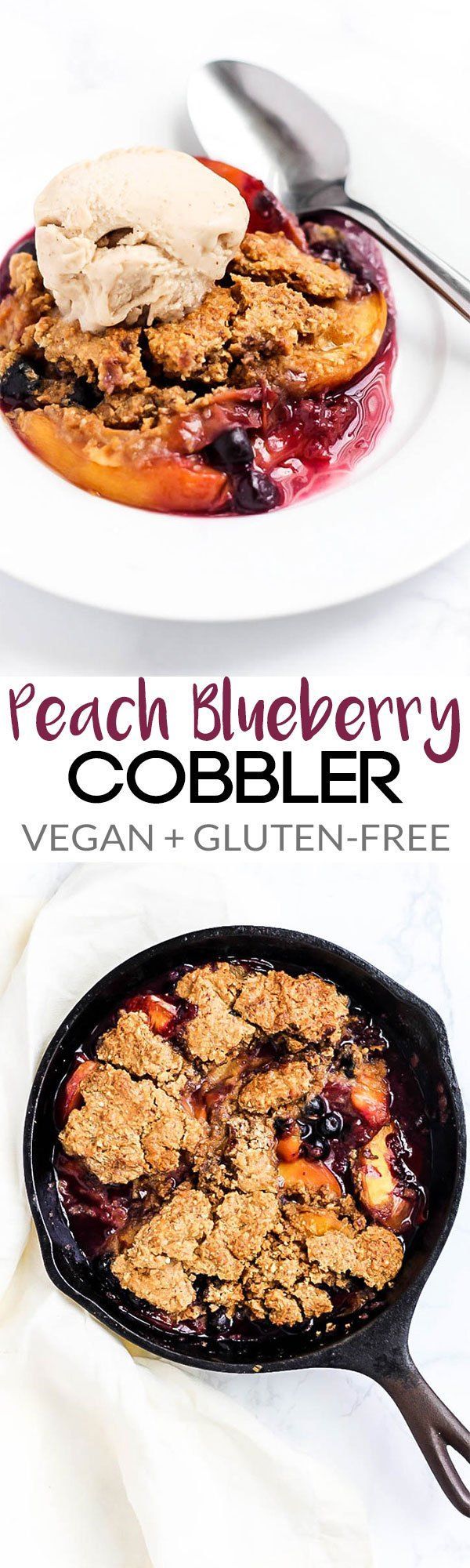 Vegan Peach Blueberry Cobbler (gluten-free