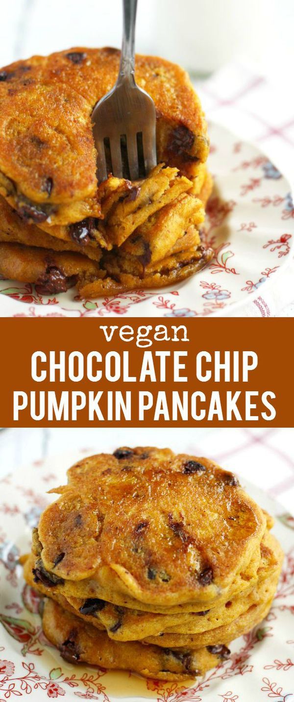 Vegan Pumpkin Chocolate Chip Pancakes