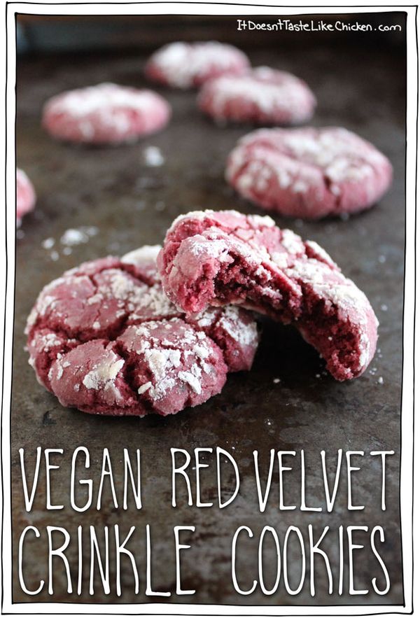 Vegan Red Velvet Crinkle Cookies