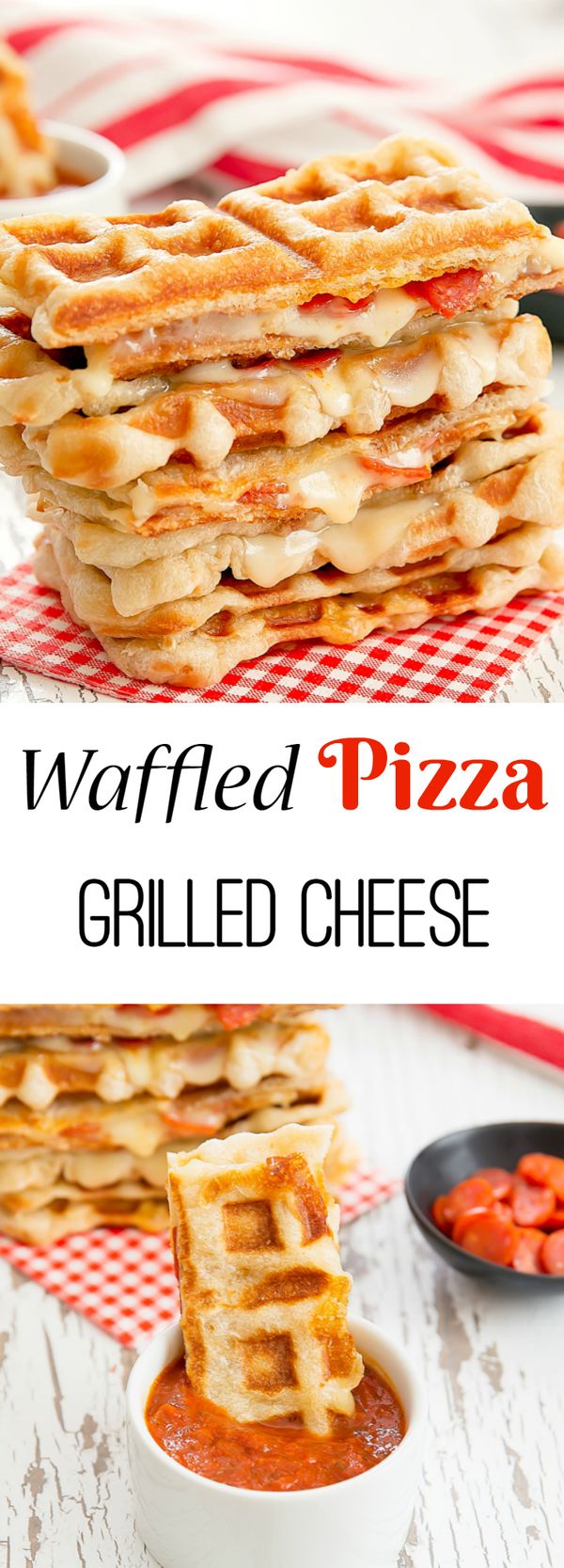 Waffled Pepperoni Pizza Grilled Cheese