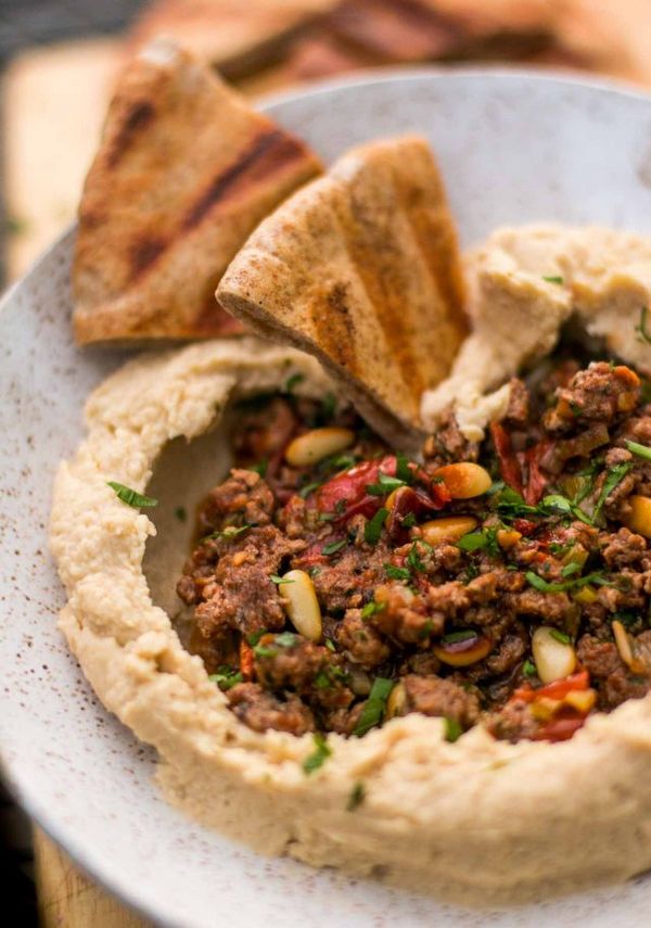 Warm Hummus with Spiced Lamb