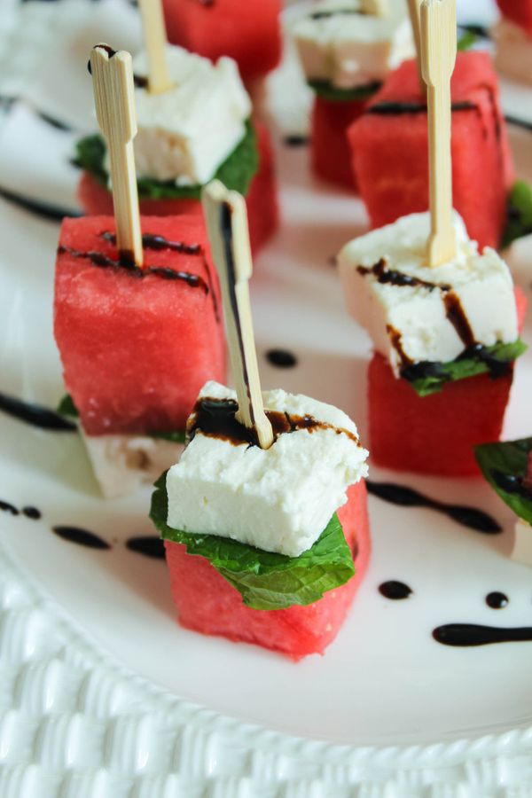 Watermelon Feta Mint Skewers