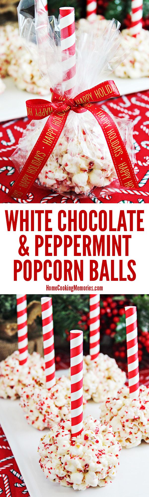 White Chocolate & Peppermint Christmas Popcorn Balls