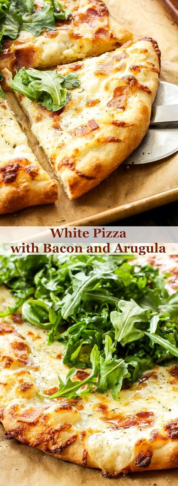 White Pizza with Bacon and Arugula