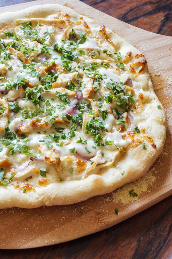 White Pizza with Chicken and Fresh Herbs