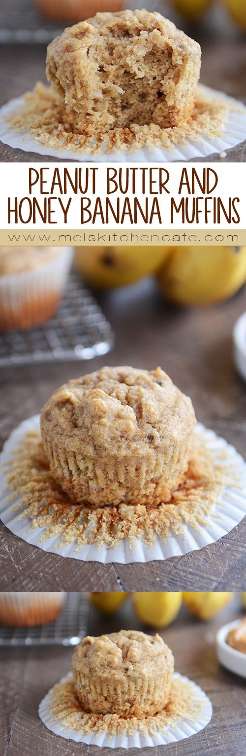 Whole Grain Peanut Butter and Honey Banana Muffins