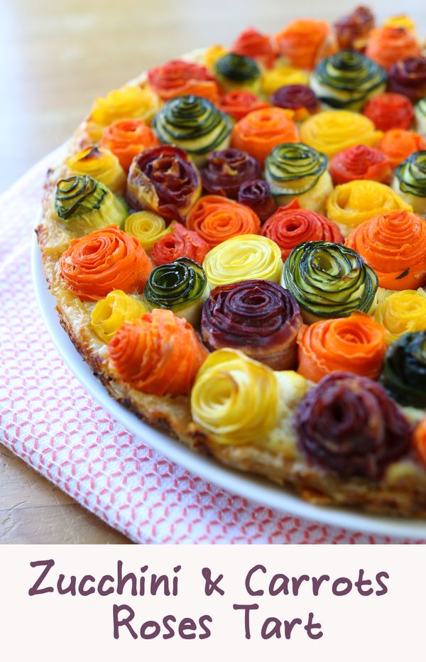 Zucchini and carrots roses tart