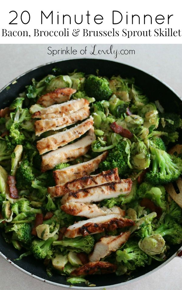 20 Minute Bacon, Broccoli and Brussels Sprout Skillet