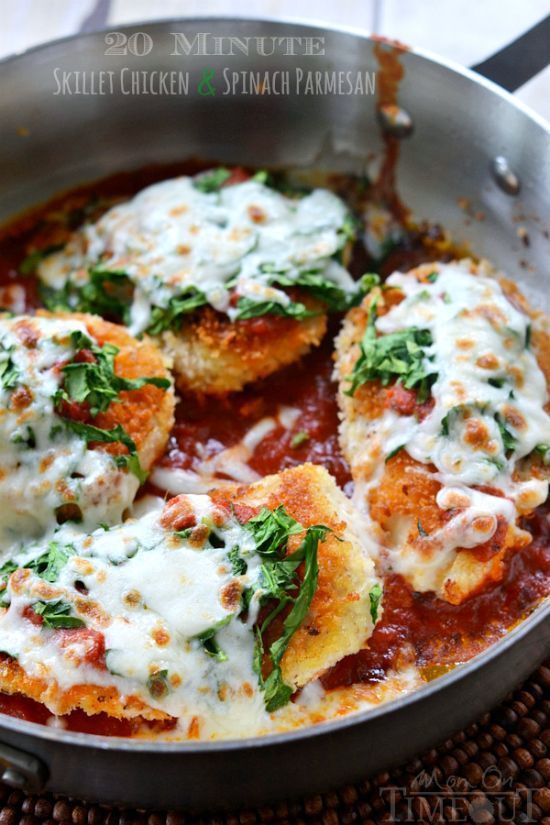 20 Minute Skillet Chicken and Spinach Parmesan