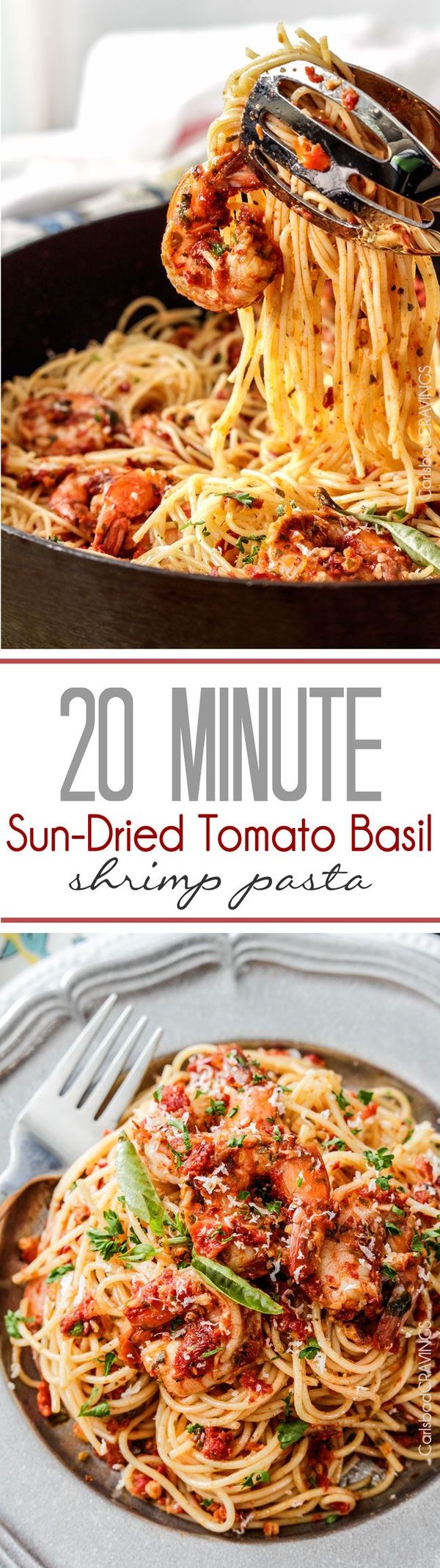 20 Minute Sun-Dried Tomato Basil Shrimp Pasta