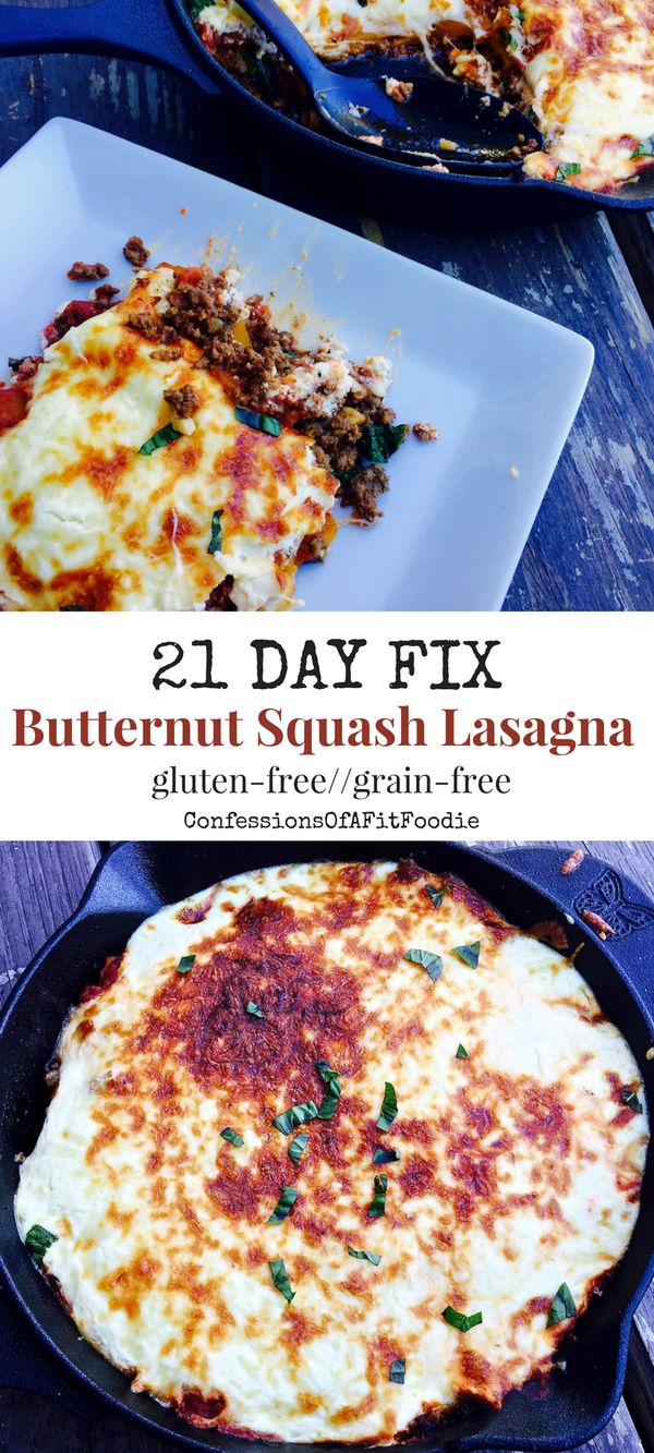 21 Day Fix Lazy Butternut Squash Lasagna (Gluten-free, One Skillet