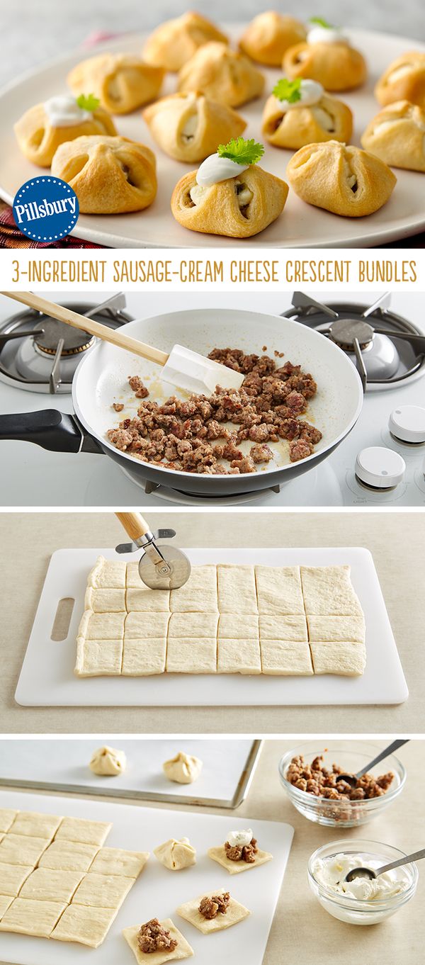 3-Ingredient Sausage-Cream Cheese Crescent Bundles