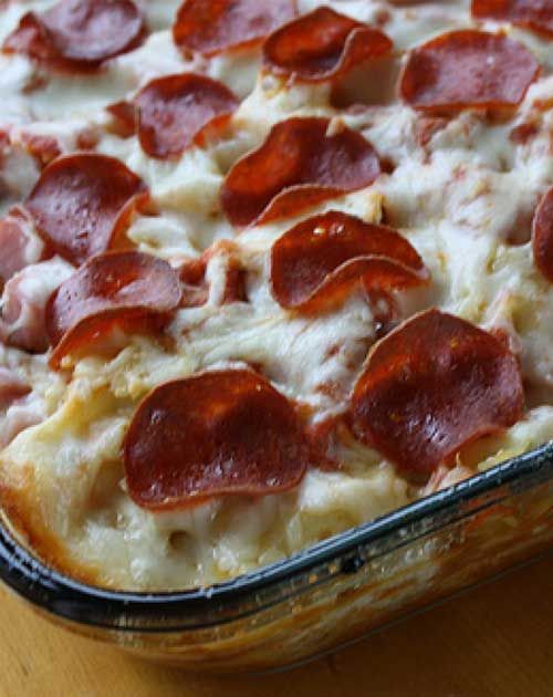 3 Meat Pizza Casserole