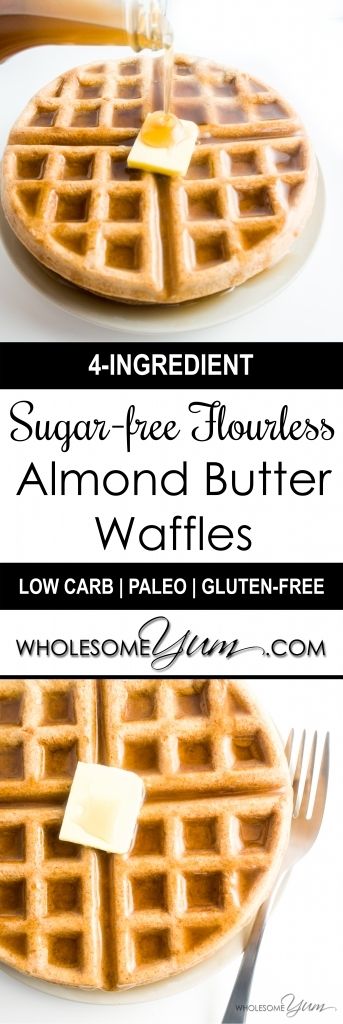 4-Ingredient Flourless Almond Butter Waffles (Paleo, Low Carb