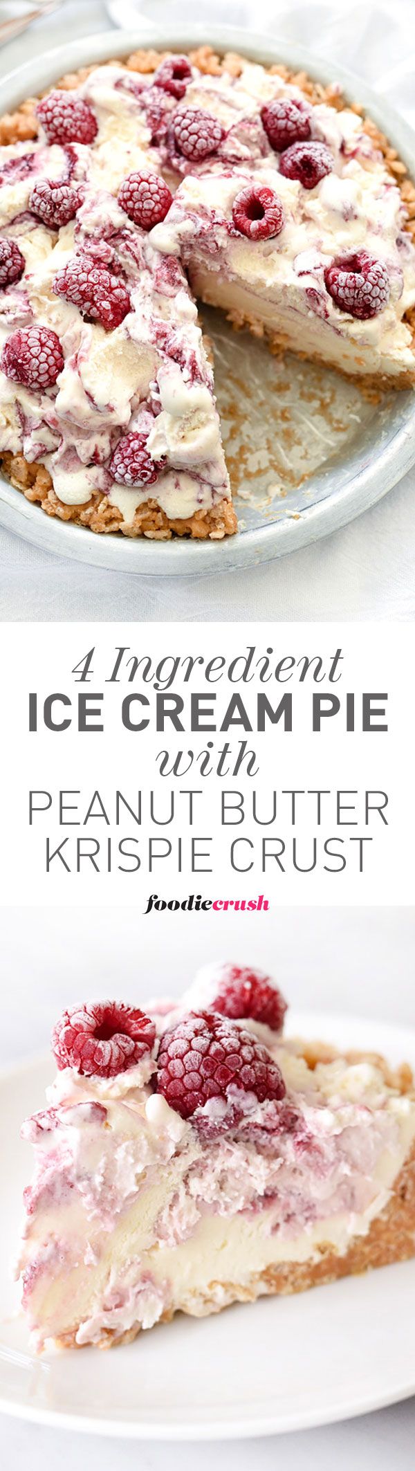 4 Ingredient Ice Cream Pie with Peanut Butter Krispie Crust