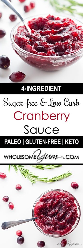 4-Ingredient Low Carb, Sugar-free Cranberry Sauce (Paleo, Gluten-free