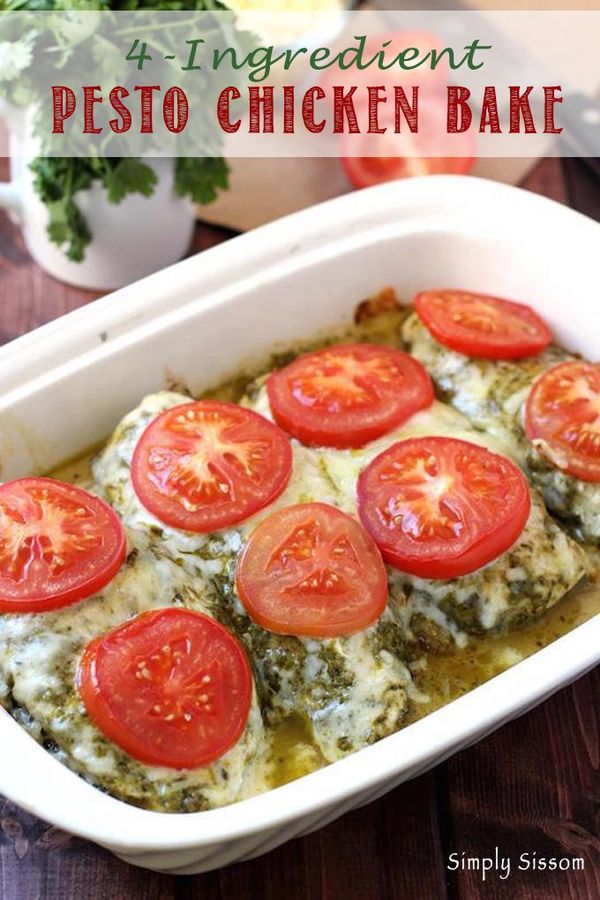 4 Ingredient Pesto Chicken Bake