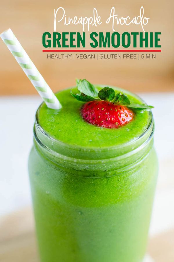 4 Ingredients Spinach Avocado Green Smoothie